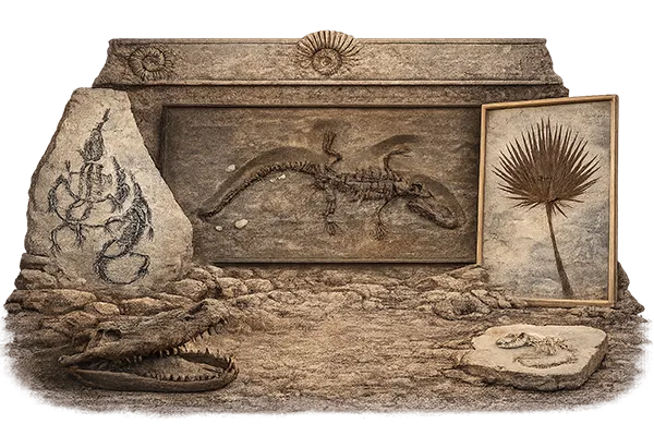 Ausstellung mit echten Fossilien in der Fossilienwelt Kärnten